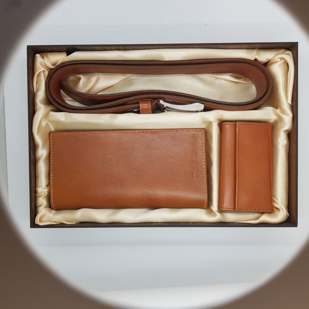 ست چرم طبیعی کیف پول-کمربند-جاسوییچی